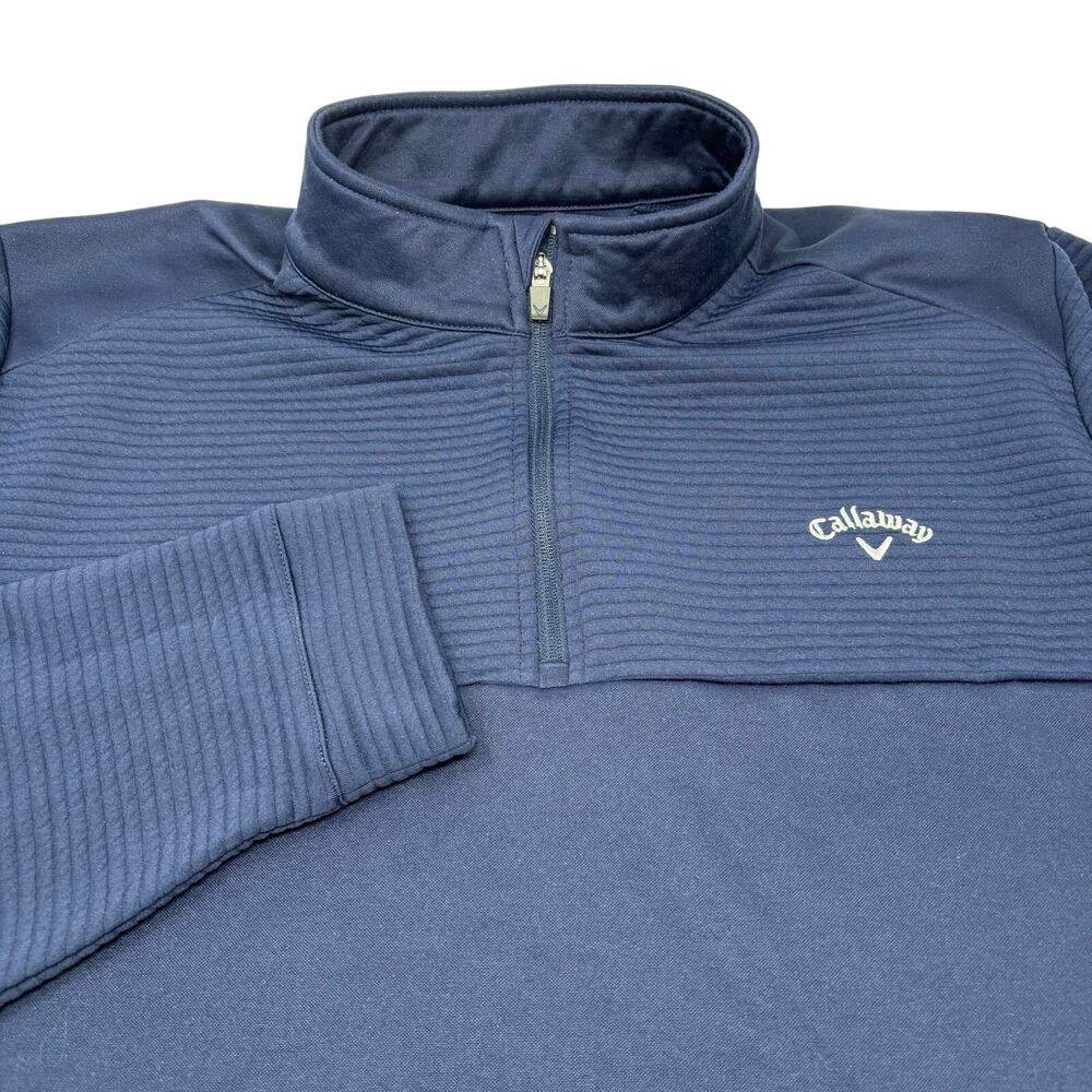 Callaway Mens 2Xl Navy Blue 1/4 Zip Ribbed Long Sleeve Pullover Sweater‎